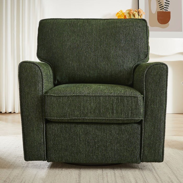360° Swivel Accent Barrel Armchair With Side Pockets, Compact Design