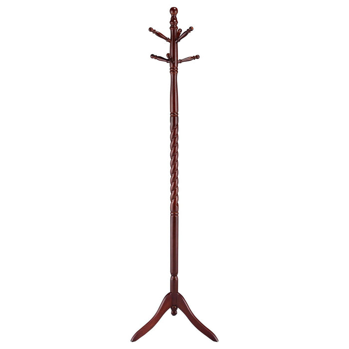 Coat Rack With Post Traditional Entryway Organizer With 6 Hooks - Brown