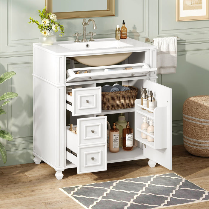 Bathroom Vanity Cabinet With Sink, Soft Close Doors With Door Organizer