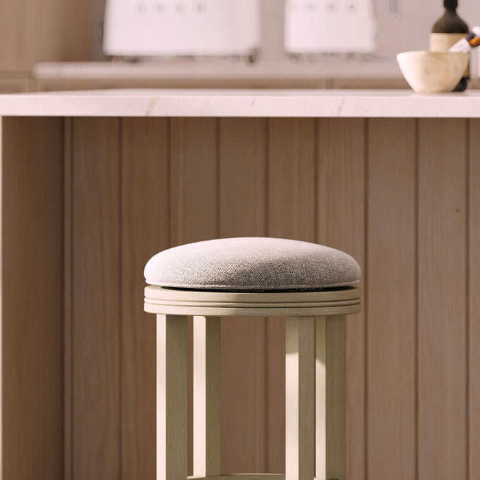 Backless Swivel Stool With Upholstered Seat