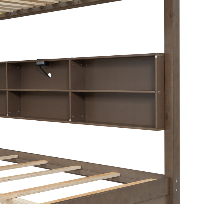 Bunk Bed With Storage Cabinets And USB Ports