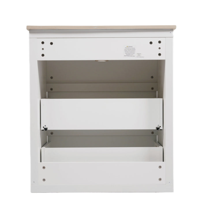 Freestanding Bathroom Vanity With Ceramic Sink, 2 Full Extension Drawers