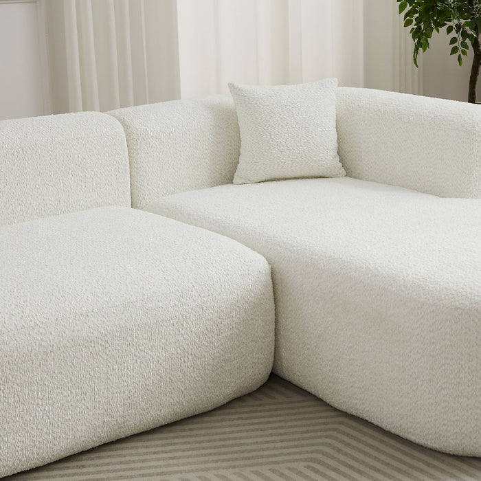 L - Shape Boneless Cloud Couch With 2 Throw Pillows For Living Room