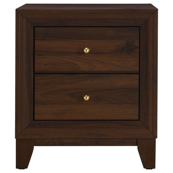 Anza - 2 Drawer Nightstand Bedside Table With Smooth Storage - Walnut