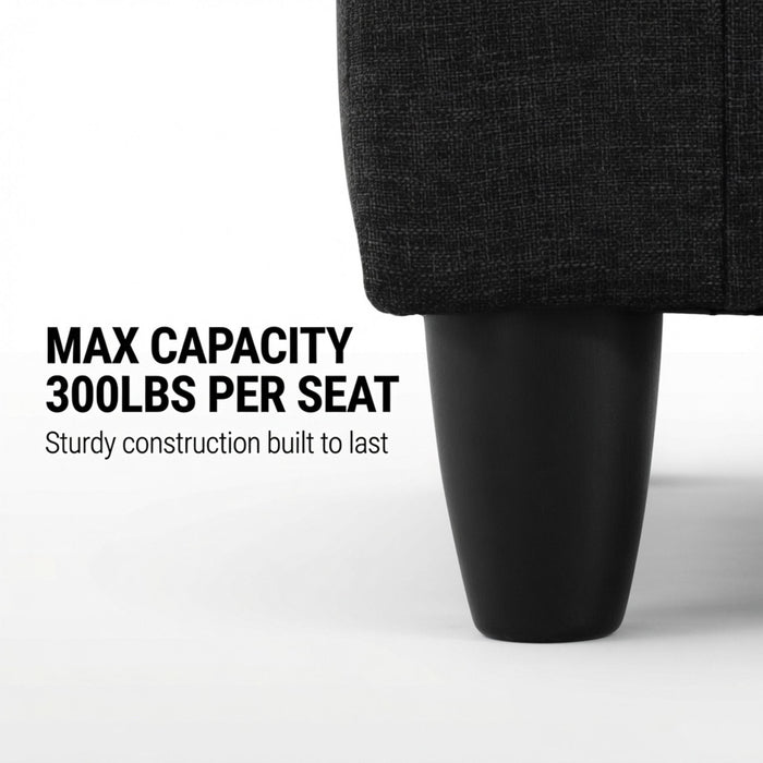 L - Shaped 3 Piece Sectional Sofa With Chaise, Storage Ottoman & Cup Holders