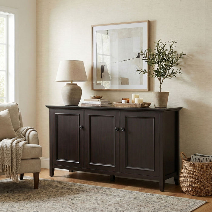 Amherst - Wide 3 Door Storage Cabinet - Hickory Brown