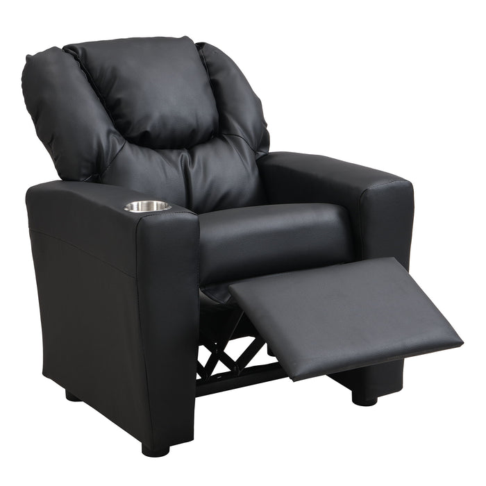 Sally Deluxe Kids Recliner Chair With Cup Holder - Black