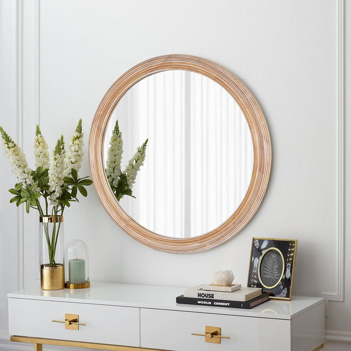 Round Wall Mirror With Ribbed Frame