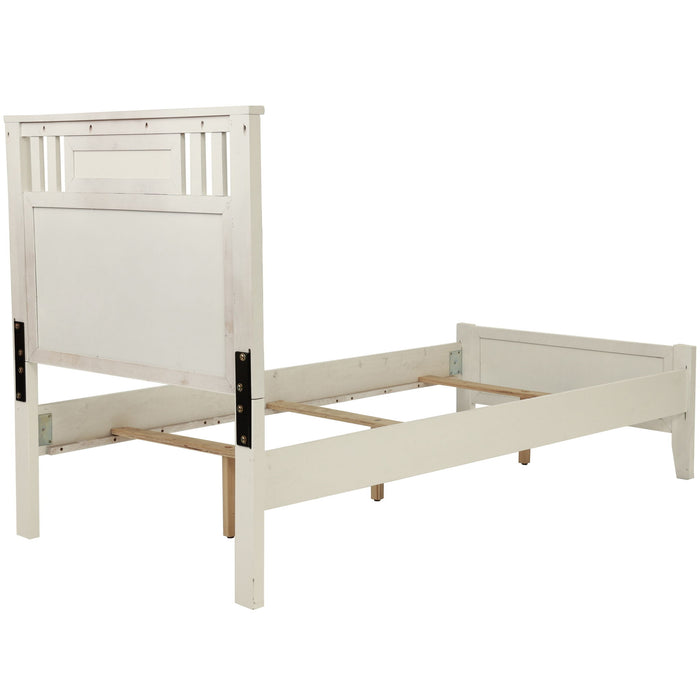 Simple Frame With Headboard And Vertical Carved Design