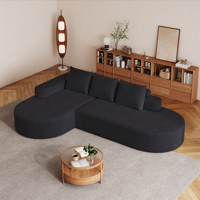 Modern Curved Sofa, L-Shaped Modular Sectional Set With 3 Pillows