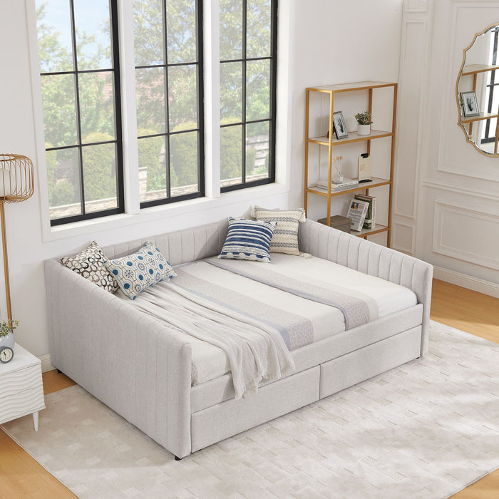 Upholstered Queen Daybed With 2 Drawers