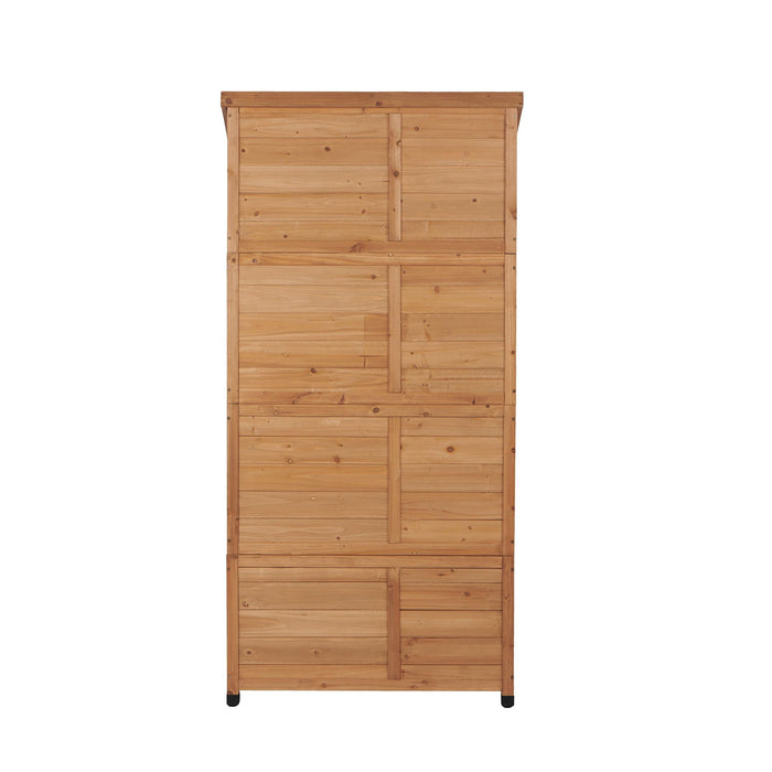 Outdoor Storage Shed With Vertical Tool Cabinet For Backyard