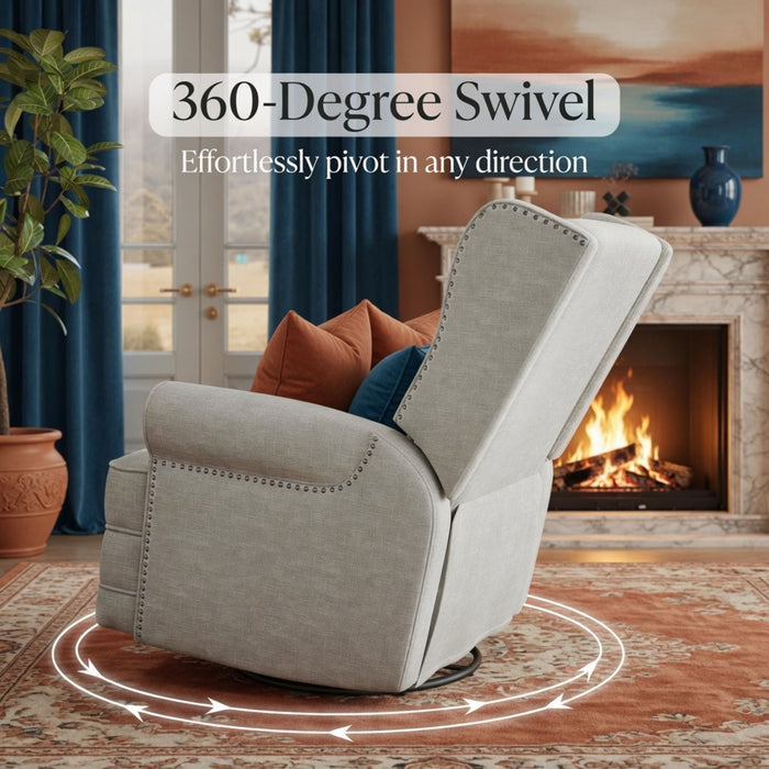 Extra Wide Swivel Recliner Glider Chair With Footrest
