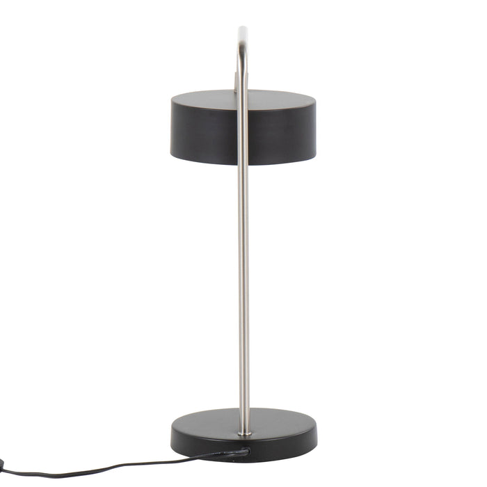 Puck - Contemporary Table Lamp - Nickel / Black