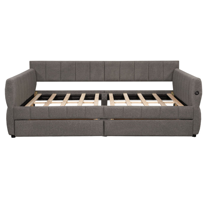 Upholstered Platform Bed With USB Charging