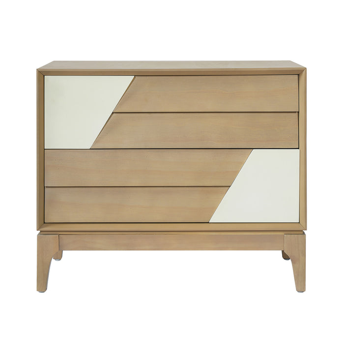 Japandi 2 Drawer Nightstand With Geometric Design