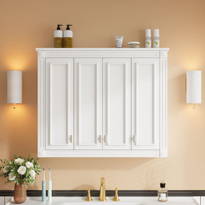 Wall Mounted Medicine Cabinet With Adjustable Shelf - White