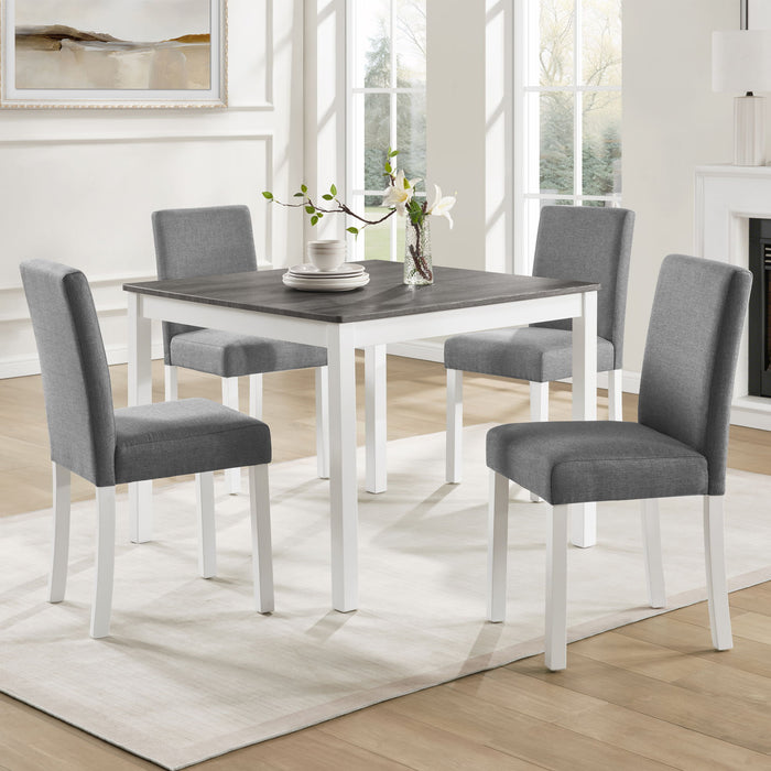 5 Piece Dining Table Set With 4 Chairs For Kitchen - Gray / White