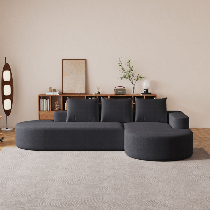 Modern Curved Sofa, L-Shaped Modular Sectional Set With 3 Pillows