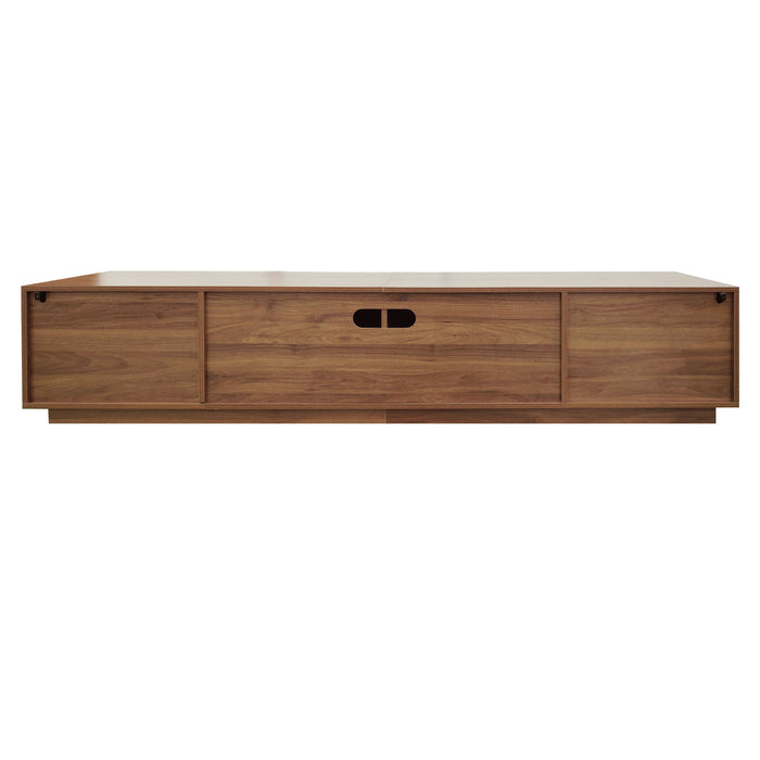 TV Stand, Entertainment Center & Fluted Door & Cable Management, Soft Closing Hinges - Walnut