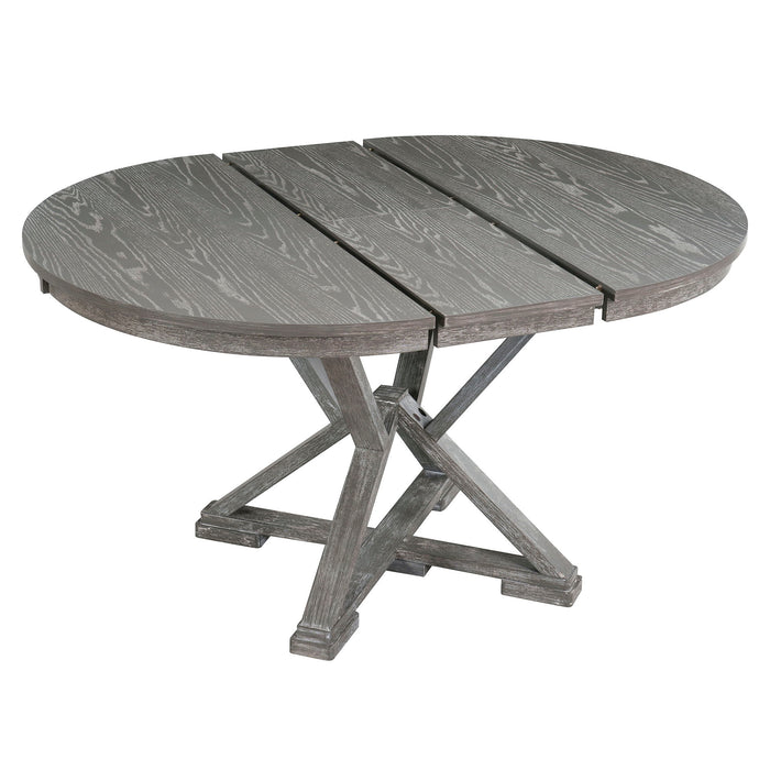 Dining Set With Extendable Round Table And 4 Upholstered Chairs