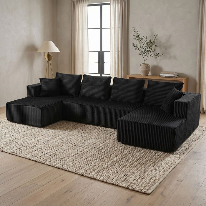 U-Shaped Modular Sectional Sofa With Double Chaise, Oversized Deep Seat For Living Room