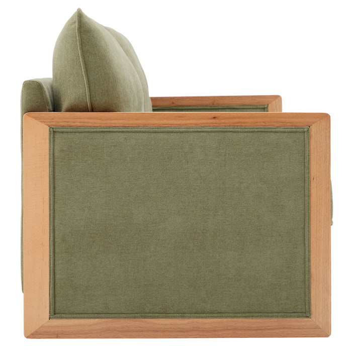 Modern 3 Seater Sofa With Wood Armrests