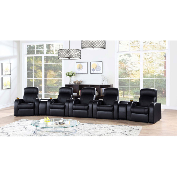 Franky - 7 Piece Seater Home Theater Set, Reclining Chairs & Storage Consoles - Black