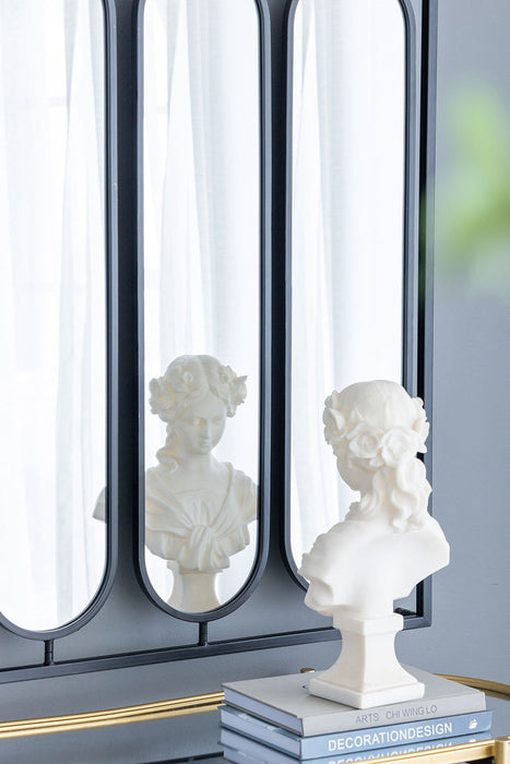 Large 4 Oval Wall Mirror With Square Frame, Home Decor For Living Room, Bedroom, Entryway, Office - Black