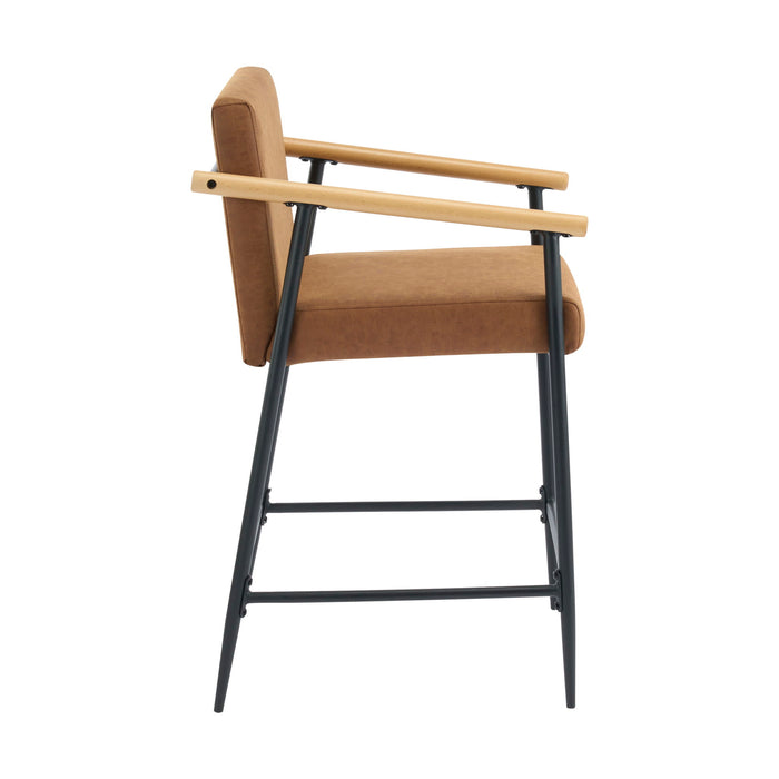 Mid Century Modern Counter Stool Set With Iron Frame