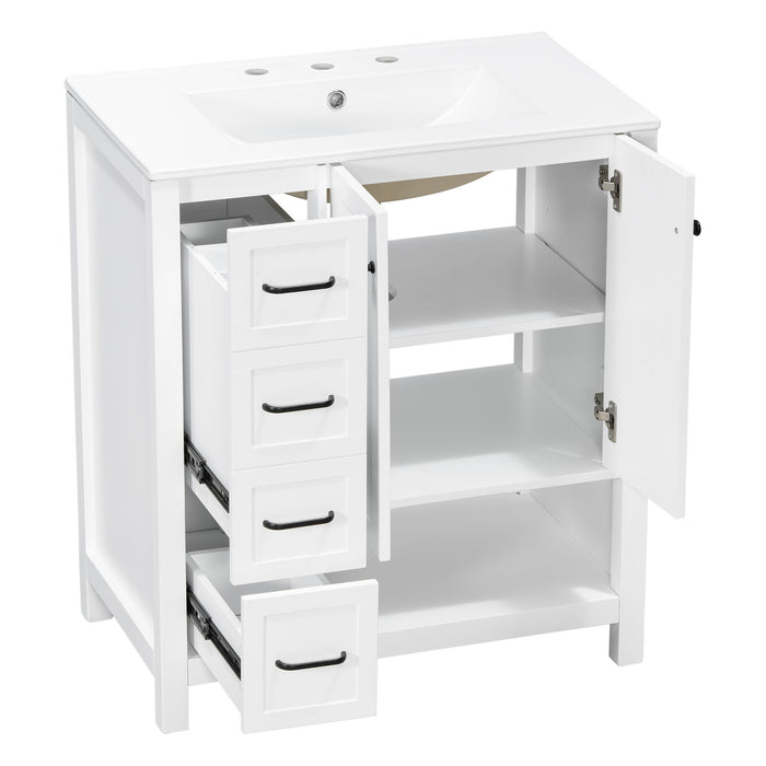 Bathroom Vanity With Sink Top, Bathroom Vanity Cabinet With 2 Doors And 2 Drawers, Open Shelf