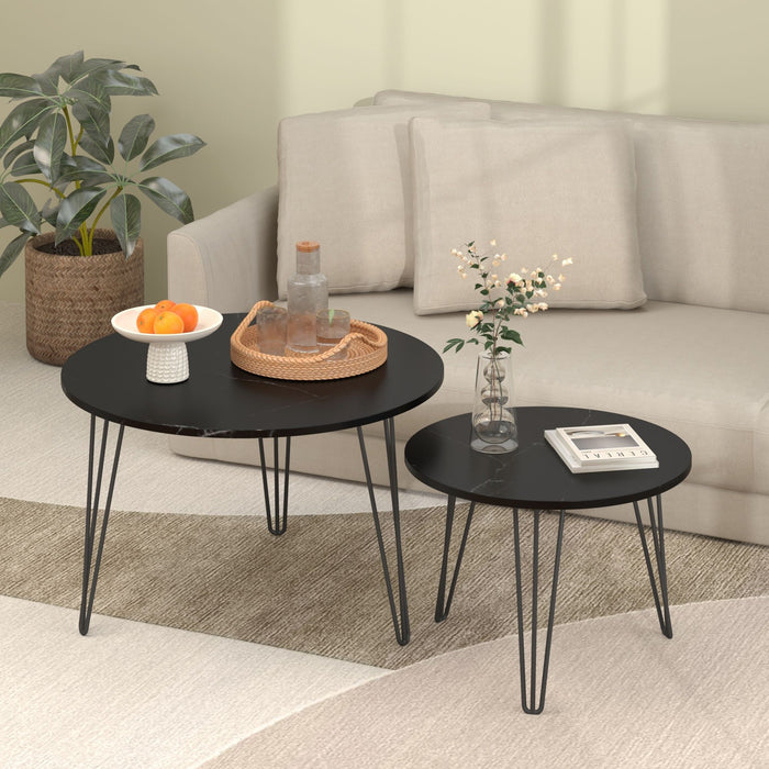 Round Nesting Coffee Table For Living Room (Set of 2)