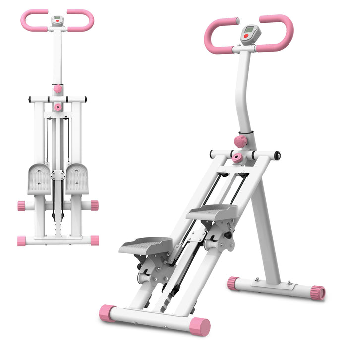 Stair Stepper With Resistance Home Upgrade Vertical Climber Workout Machine For Full Body Exercise - Pink