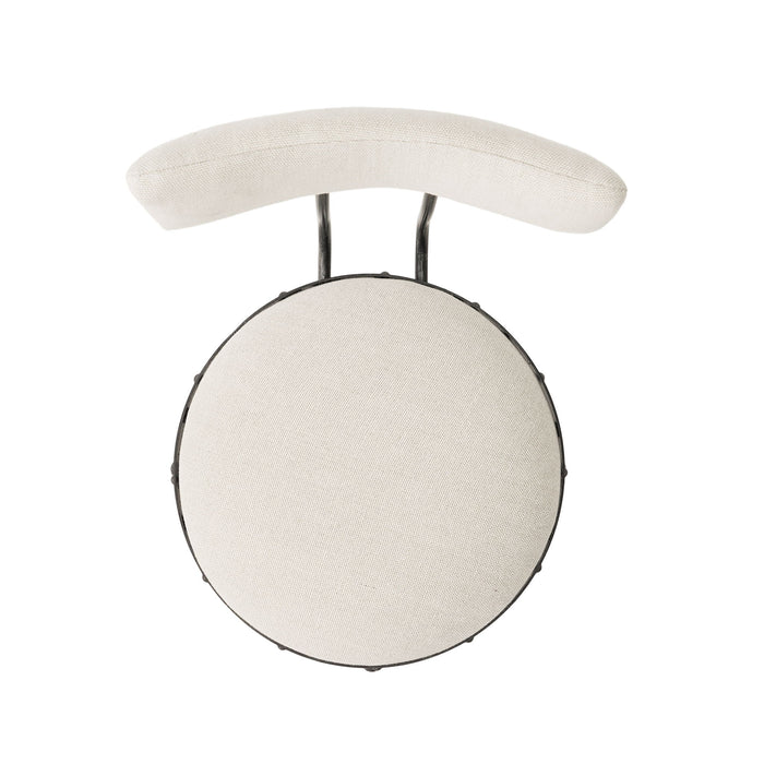 Industrial Modern Upholstered Adjustable Height Swivel Barstool - Beige