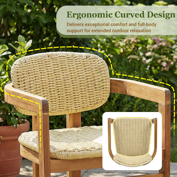 Outdoor Accent Armchairs For Patio (Set of 2) - Natural / Teak