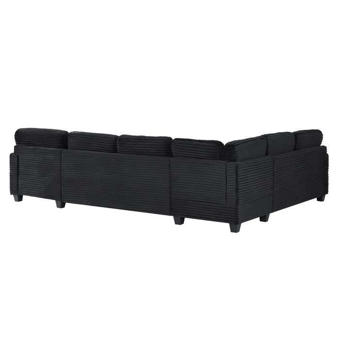 Upholstered U-Shaped Sectional Sofa With Movable Ottoman And Side Storage Pockets