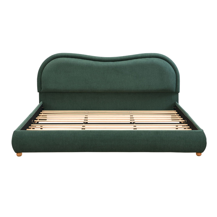 Upholstered Platform Bed Frame With Curved Headboard