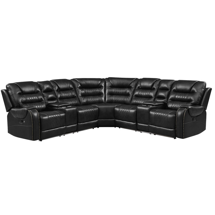Manual Reclining Sectional Sofa Set, L Shaped Symmetrical Motion Sofa Corner Couch Sets With Storage Boxes, 4 Cup Holders And LED Light Strip For Living Room