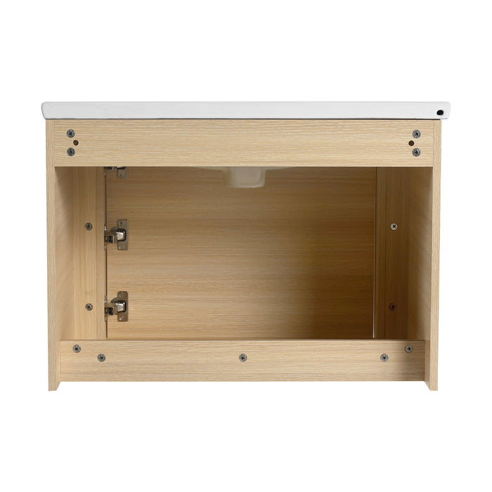 Wall Mounted Bathroom Vanity With Sink, Storage Shelves & Soft Close Door