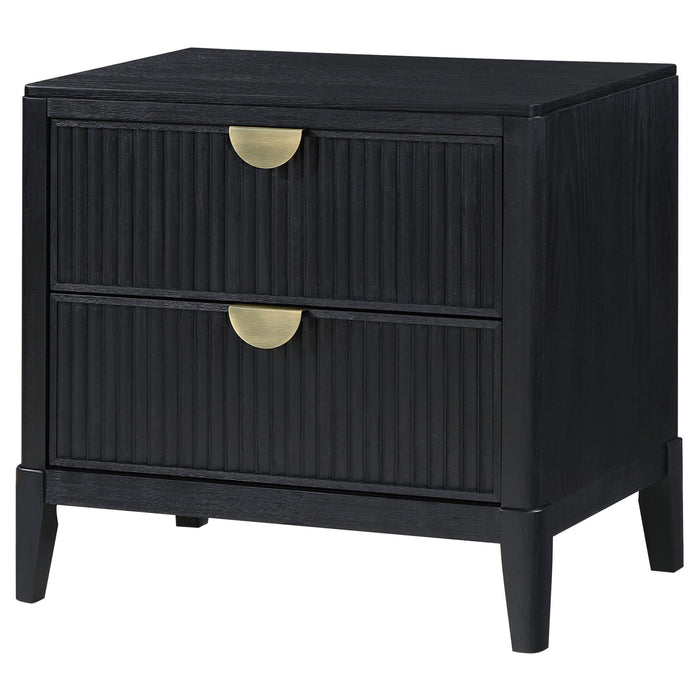 Mason - 2 Drawer Nightstand With Fluted Design - Black