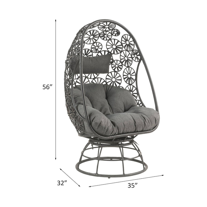 Hikre - Patio Lounge Chair & Side Table - Black / Charcoal