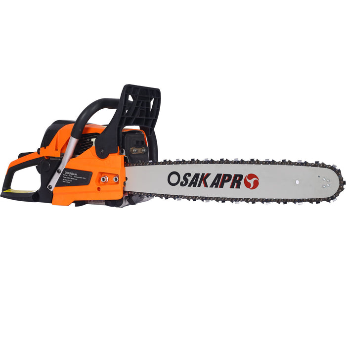 Professional Gasoline Chainsaw 20" 52Cc For Tree And Wood Cutting - Orange