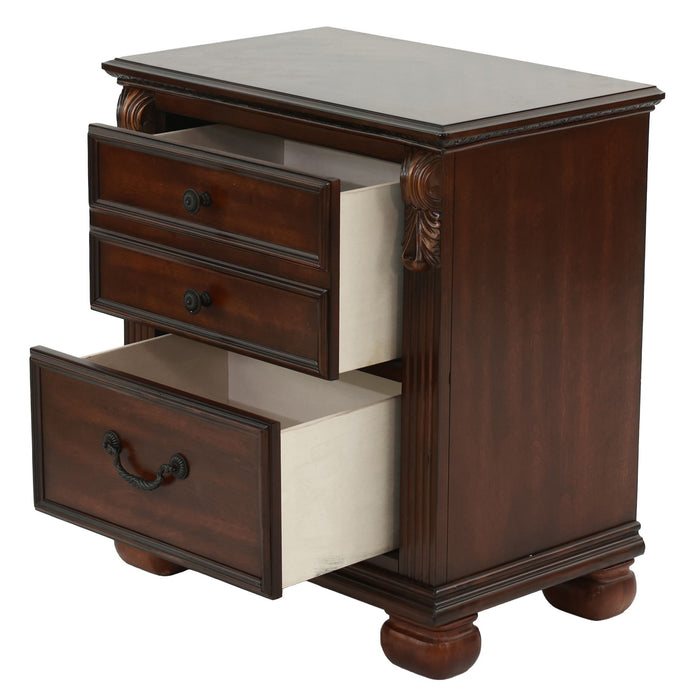 3 Piece Bedroom Set, Elegant Panel Bed With 2 Nightstands