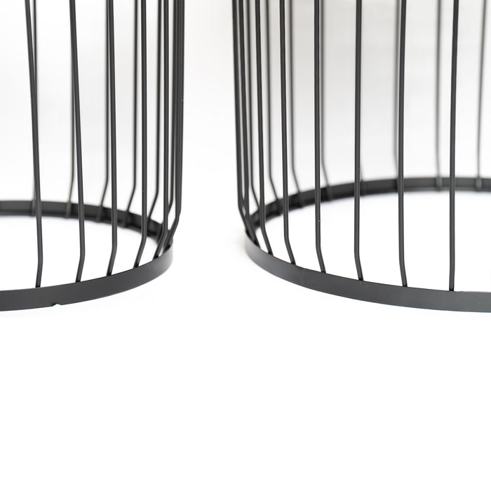 Solar Powered Nesting Side Table Set - Black