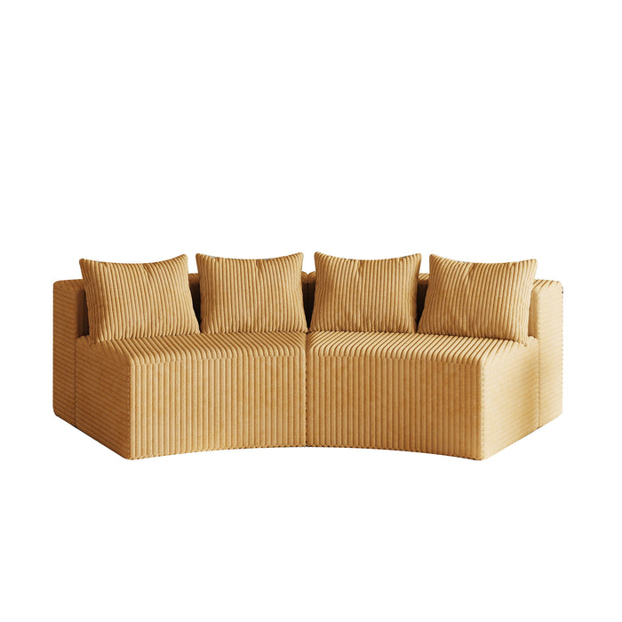 Curved Sectional Sofa With 4 Pillows, Modular Semi Circular Design