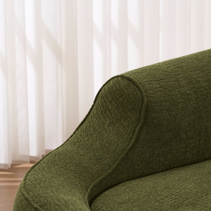 Compression Curved Chaise Longue Chair Indoor Loveseat Sofa Bed With Deep Seat And Pillow - Green