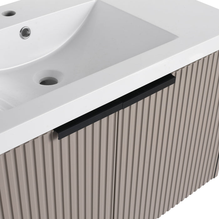 Contemporary Wall Mounted Bathroom Vanity With Resin Double Sink