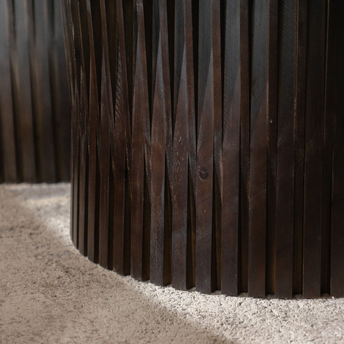 Cylindrical Coffee Table With Vertical Texture Relief