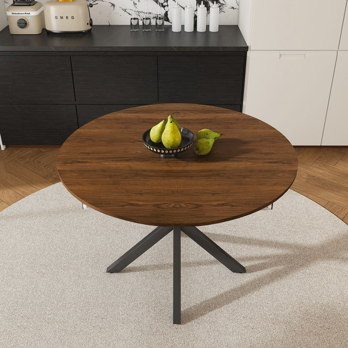 Round Dining Table With Extendable Blades, X Base