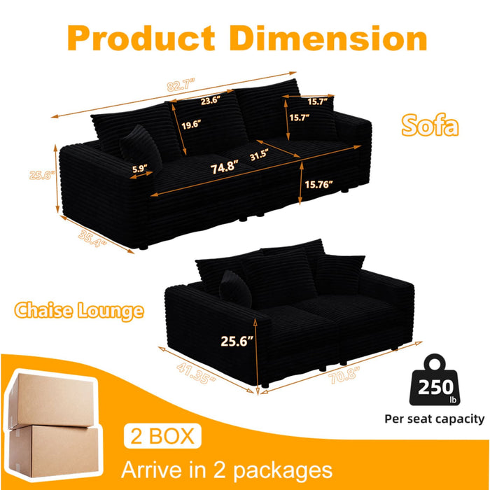 Deep Seat Convertible Sofa With Soft Pillows And Ottomans